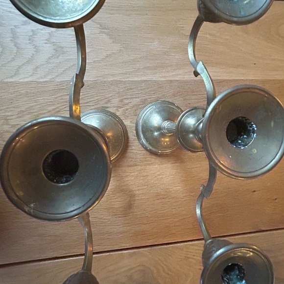 Vintage Brass Art Nouveau Style Candelabra Set 2 - Picture 13 of 16